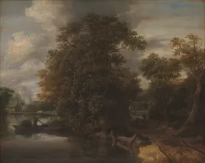 Landscape by a River. In the Background a Limekiln by Cornelis Gerritsz Decker Oil Painting