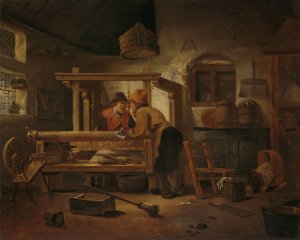 Weaver's Workshop by Cornelis Gerritsz Decker Oil Painting