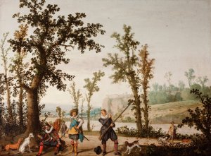 Landscape with Hunters by Cornelis Hendricksz Vroom Oil Painting