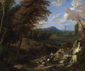 Wooded Hilly Landscape Oil painting by Cornelis Huysmans