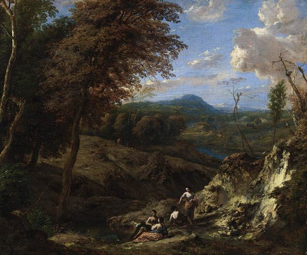 Wooded Hilly Landscape by Cornelis Huysmans - Hand-Painted Oil Painting Reproduction