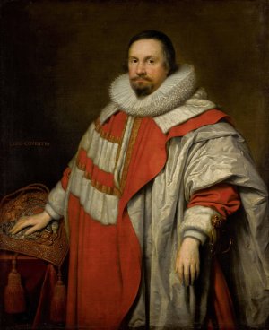 Portrait of Thomas, 1st Baron Coventry by Cornelis Jonson Van Ceulen Oil Painting