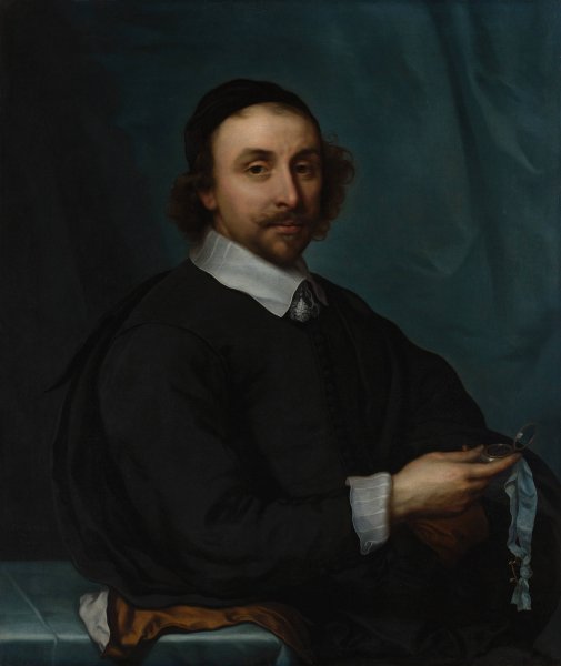 Main Product Photo of Portrait of a Man with a Watch  Painting by Cornelis Jonson Van Ceulen The Younger