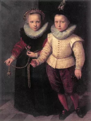 Double Portrait of a Brother and Sister by Cornelis Ketel - Oil Painting Reproduction