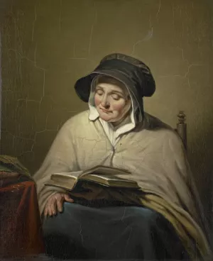 Old Woman Reading by Cornelis Kruseman Oil Painting