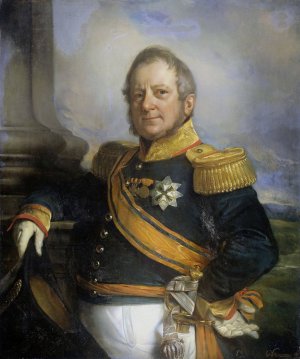Portrait of Hendrik Merkus, Baron de Kock, Army Commandant and after 1826 Lieutenant Governor-General of the Dutch East Indies by Cornelis Kruseman Oil Painting