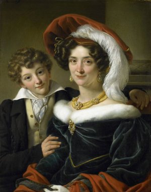 Rudolphina Wilhelmina Elizabeth de Sturler, second Wife of Count Johannes van den Bosch, with their Son Richard Leeuwenhart by Cornelis Kruseman Oil Painting