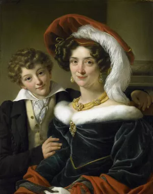 Rudolphina Wilhelmina Elizabeth de Sturler, second Wife of Count Johannes van den Bosch, with their Son Richard Leeuwenhart by Cornelis Kruseman Oil Painting
