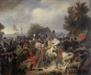 The Prince of Orange changing his Wounded Horse during the Engagement at Boutersem by Cornelis Kruseman Oil Painting