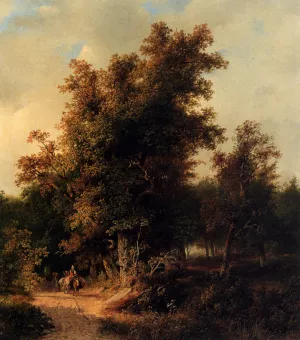 A Wooded Landscape with Travellers on a Sandy Track painting by Cornelis Lieste