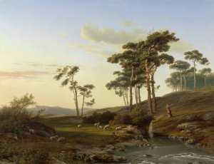 Avondstemming met herder by Cornelis Lieste Oil Painting