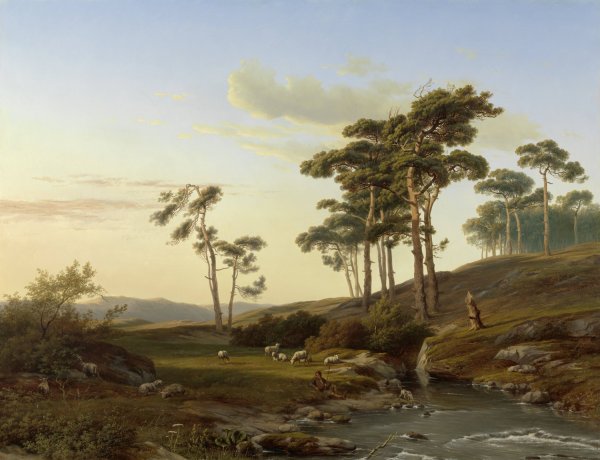 Avondstemming met herder  by Cornelis Lieste - Hand-Painted Oil Painting Reproduction