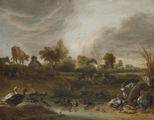 Landscape with animals by Cornelis Saftleven Oil Painting