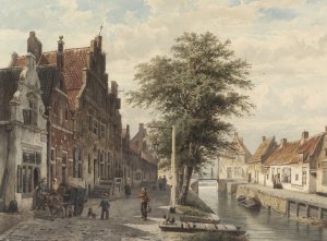 Gezicht op de gracht te Hasselt by Cornelis Springer Oil Painting
