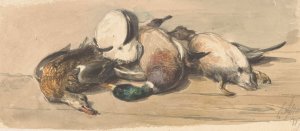 Stilleven met vier eenden by Cornelis Springer Oil Painting