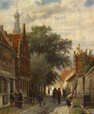 Street in Enkhuizen by Cornelis Springer Oil Painting