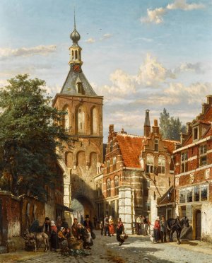 The Binnenpoort, Culemborg by Cornelis Springer Oil Painting