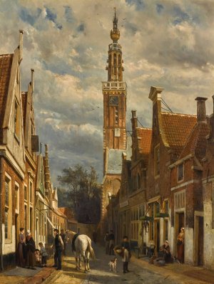 The Carillon Tower in Edam by Cornelis Springer Oil Painting