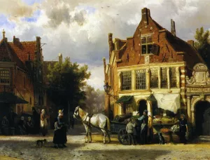 The Corner of Westerstraat and Tabakstraat in Enkhuizen by Cornelis Springer - Oil Painting Reproduction