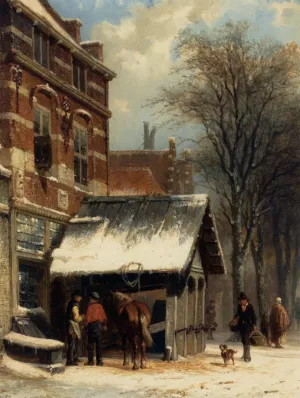 The Smithy of Culemborg in the Winter by Cornelis Springer Oil Painting
