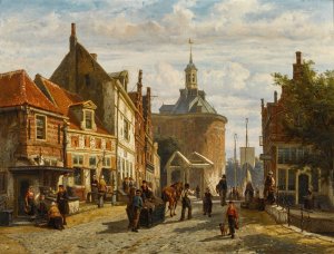 The Zuiderspui with the Drommedaris, Enkhuizen by Cornelis Springer Oil Painting