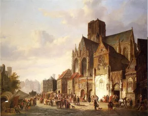 View of Montelspran by Cornelis Springer - Oil Painting Reproduction