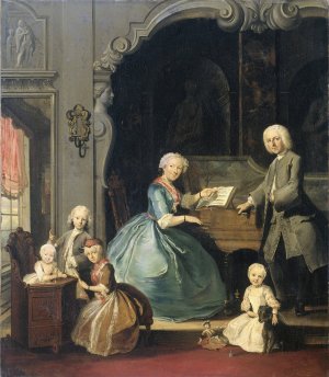 Family Group near a Harpsichord by Cornelis Troost Oil Painting