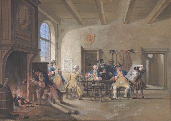 Guardroom Scene  by Cornelis Troost - Hand-Painted Oil Painting Reproduction