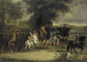 Inspection of a Cavalry Regiment, perhaps by William of Hesse-Homburg by Cornelis Troost Oil Painting