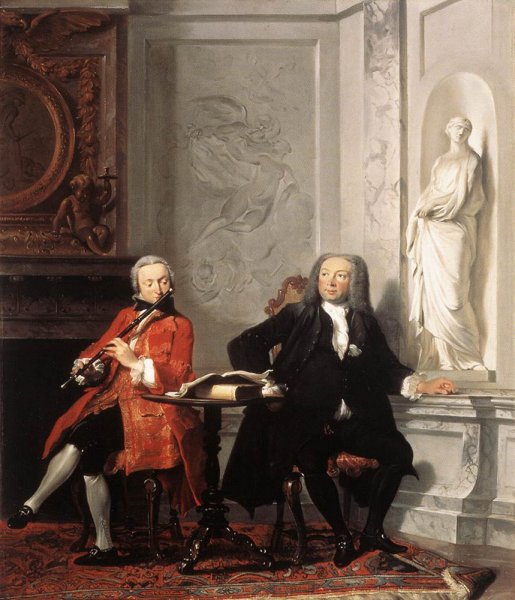 Jeronimus Tonneman and His Son by Cornelis Troost - Hand-Painted Oil Painting Reproduction
