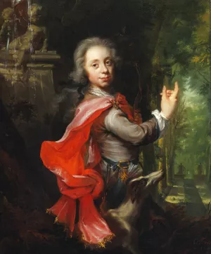 Portraet af en dreng i en park Oil painting by Cornelis Troost
