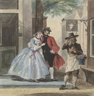Toneelscene uit Pefroen met het schaapshoofd by Cornelis Troost Oil Painting