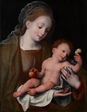 Madonna and Child by Cornelis Van Cleve Oil Painting