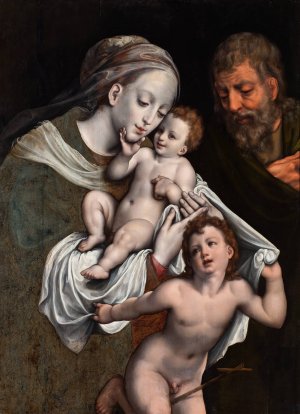 The Holy Family with the Infant St John by Cornelis Van Cleve Oil Painting