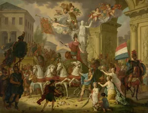 Allegory of the Triumphal Procession of the Prince of Orange, the Future King Willem II, as the Hero of Waterloo, 1815 by Cornelis Van Cuylenburgh II Oil Painting