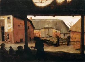 Farmyard with a Beggar by Cornelis Van Dalem - Oil Painting Reproduction