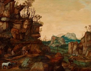 Landscape with Adam and Eve by Cornelis Van Dalem Oil Painting