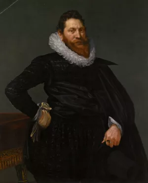 Portrait of Volckert Overlander Lord of Purmerland and Ilpendam by Cornelis Van Der Voort - Oil Painting Reproduction