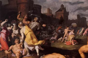 Massacre of the Innocents Detail by Cornelis Van Haarlem - Oil Painting Reproduction