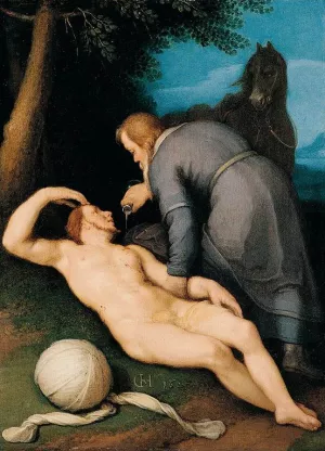 The Good Samaritan painting by Cornelis Van Haarlem