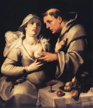 The Monk and the Nun by Cornelis Van Haarlem - Oil Painting Reproduction