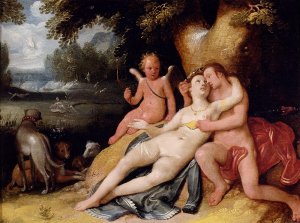 Venis and Adonis with Cupid in a Landscape