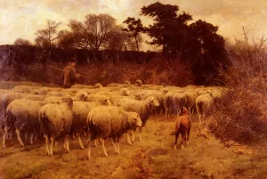 Return of the Flock by Cornelis Van Leemputten Oil Painting