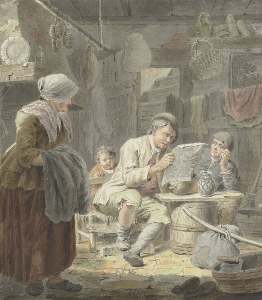 De krantlezer  by Cornelis Van Noorde - Hand-Painted Oil Painting Reproduction