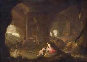Bathing Nymphs in a Landscape by Cornelis Van Poelenburch Oil Painting