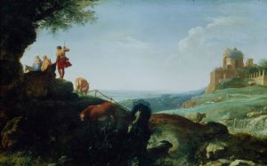 Landscape with the Flight to Egypt by Cornelis Van Poelenburch Oil Painting