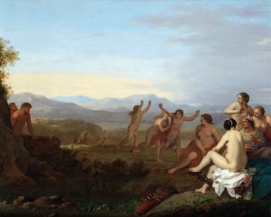 Satyrs Spying on Nymphs by Cornelis Van Poelenburch Oil Painting