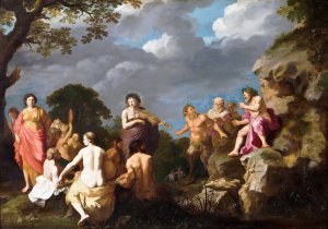 The Musical Contest between Apollo and Marsyas by Cornelis Van Poelenburch Oil Painting