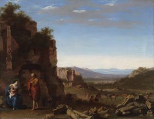 The Rest on The Flight into Egypt by Cornelis Van Poelenburch Oil Painting