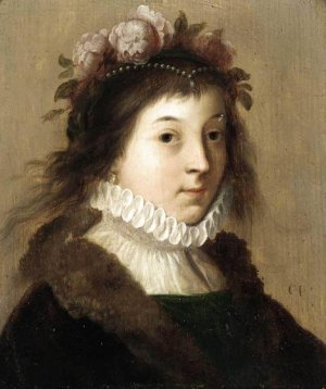 Portrait of a Young Girl as Flora by Cornelis Van Poelenburgh Oil Painting